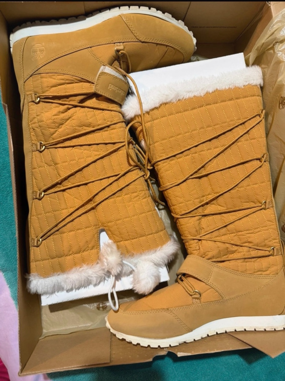 Timberland Women's Chestnut Quilted Faux-Fur Winter Boots